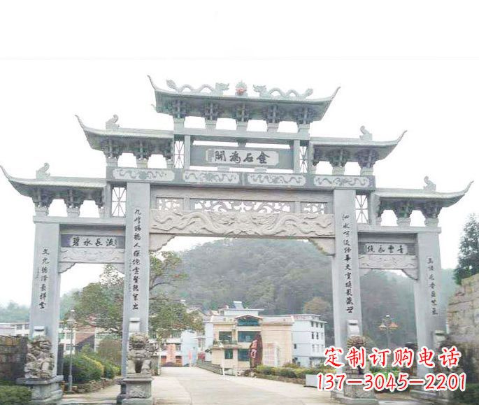 杭州三门五楼石牌坊石雕