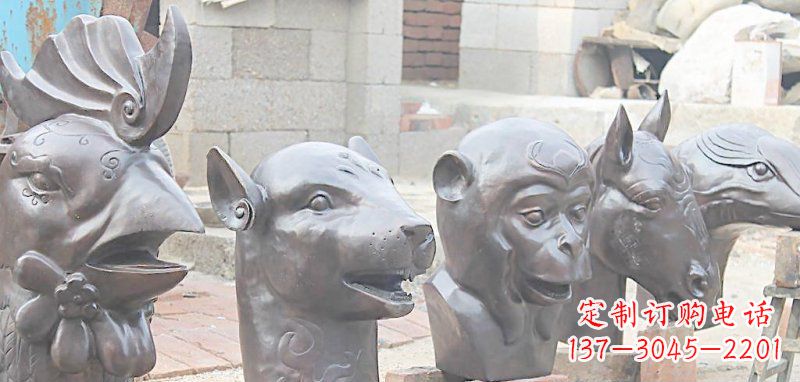杭州十二生肖兽首动物铜雕