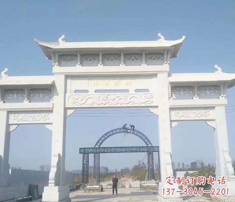 杭州石牌坊三门牌坊石雕 (4)