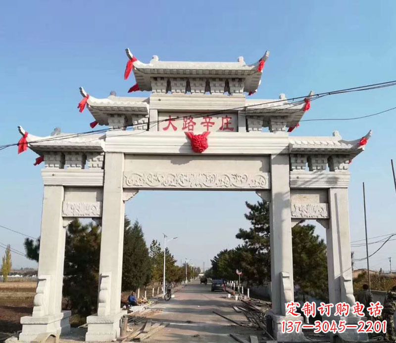 杭州石牌坊三门牌坊石雕 (3)
