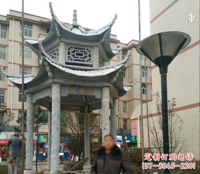 杭州双层六角凉亭石雕