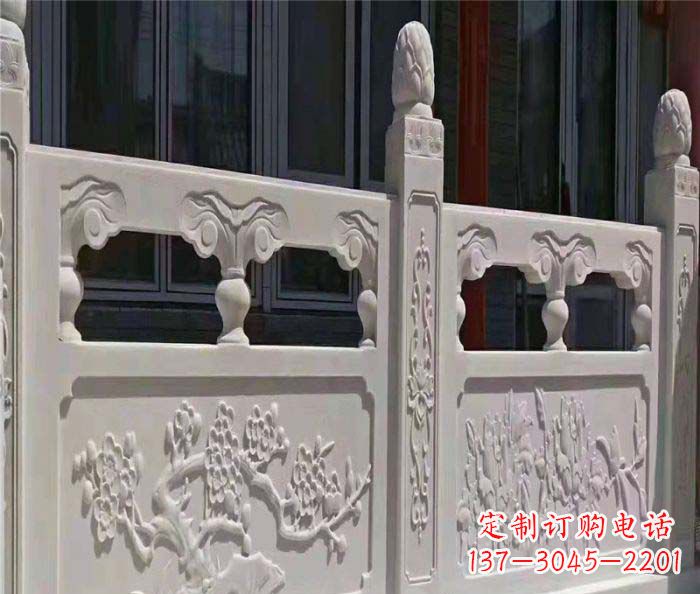 杭州寺庙景观汉白玉石浮雕栏板 (2)