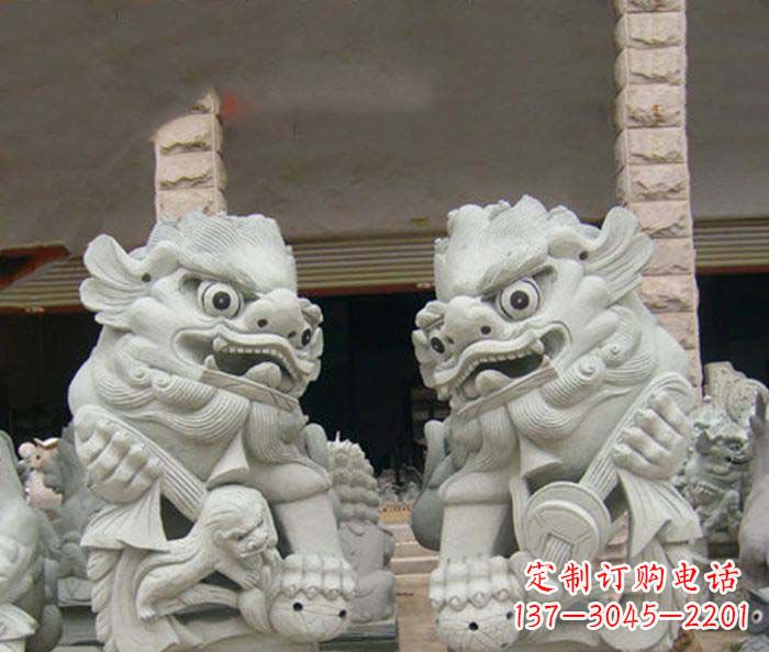 杭州寺庙景观南方狮子石雕 (2)
