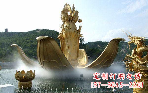 杭州寺庙三面观音雕像