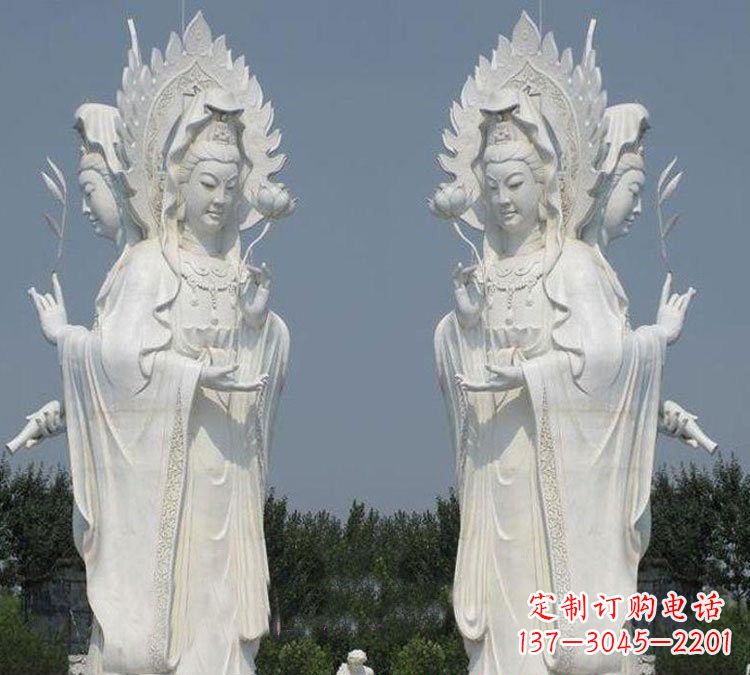 杭州寺庙三面观音菩萨雕塑