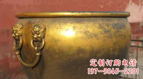 杭州寺庙水缸铜雕 (2)