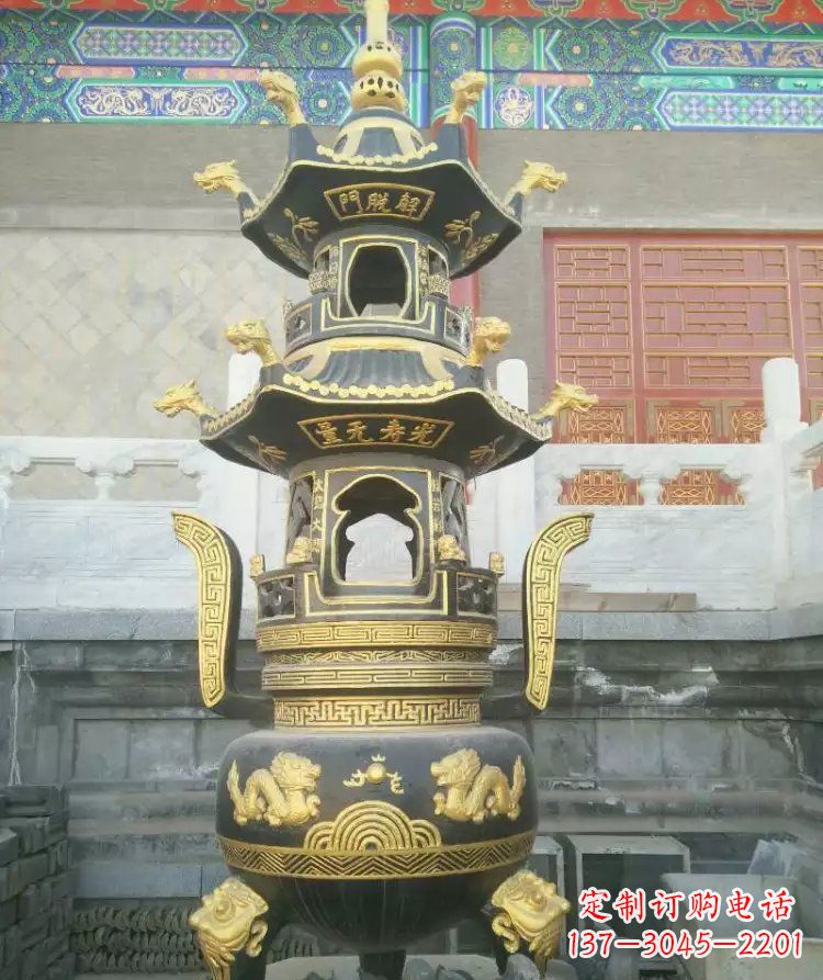 杭州寺庙香炉铜雕_1