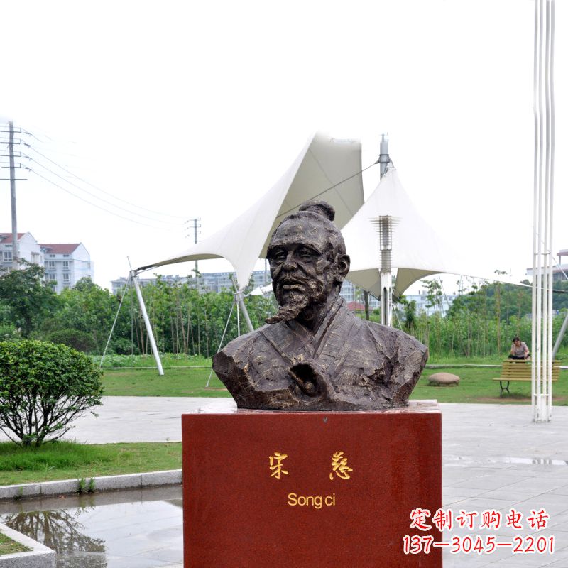 杭州宋慈铸铜头像雕塑-古代十大名医园林广场人物雕塑