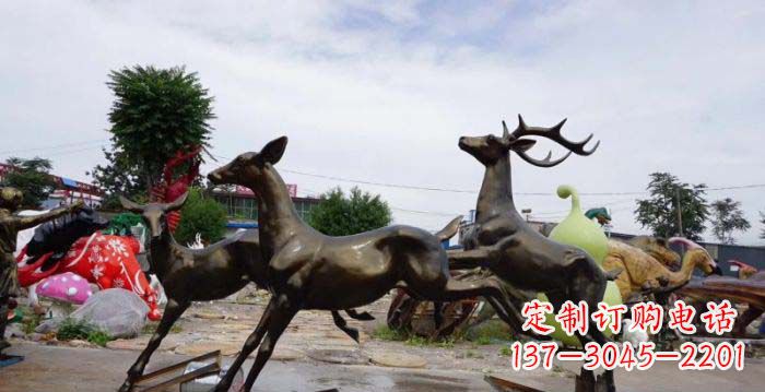 杭州跳跃的小鹿铜雕