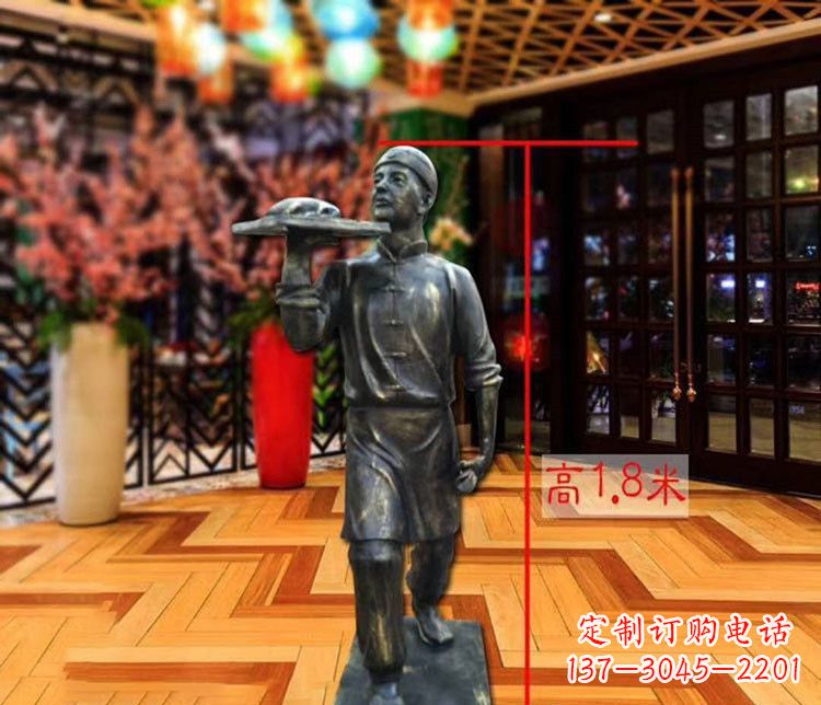 杭州铜雕店小二人物雕塑 (2)