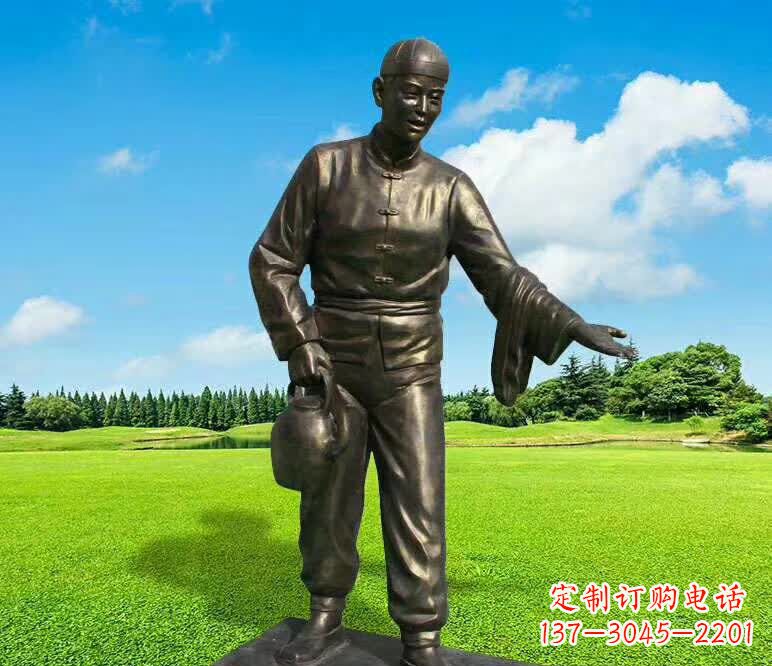 杭州铜雕店小二人物雕塑1