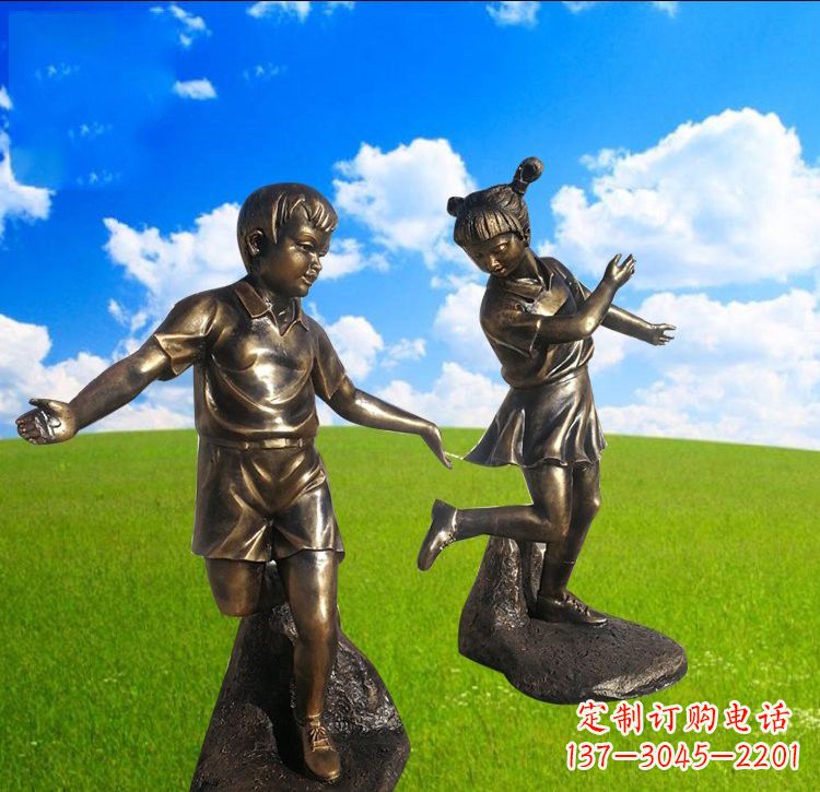杭州铜雕儿童踢毽子