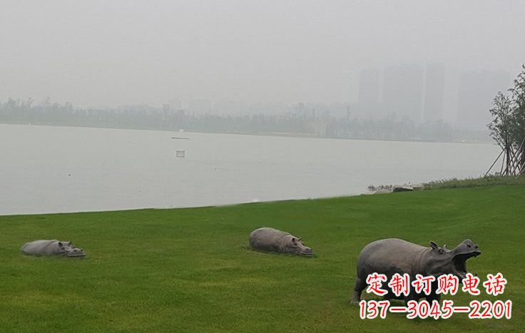 杭州铜雕河马公园动物雕塑