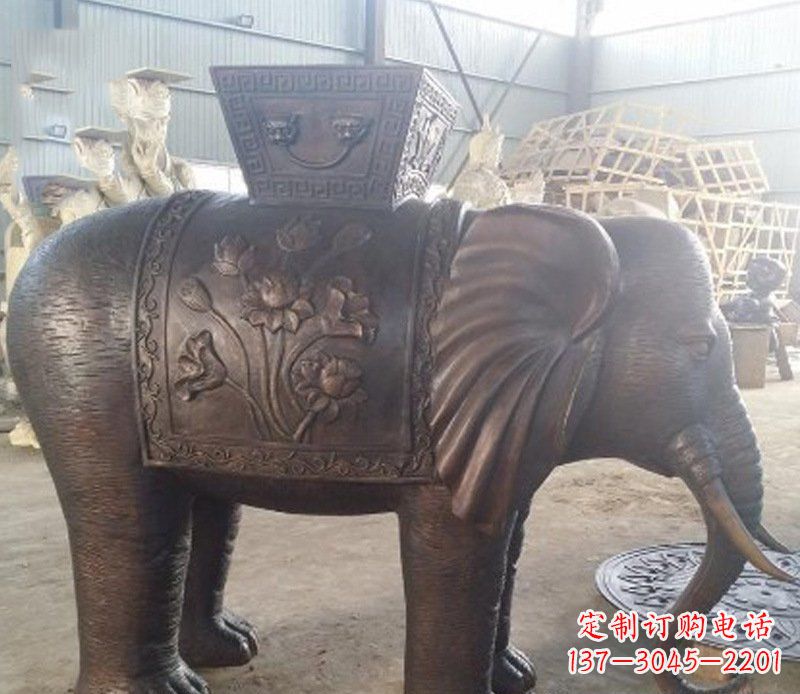 杭州铜雕吉祥大象园林动物摆件