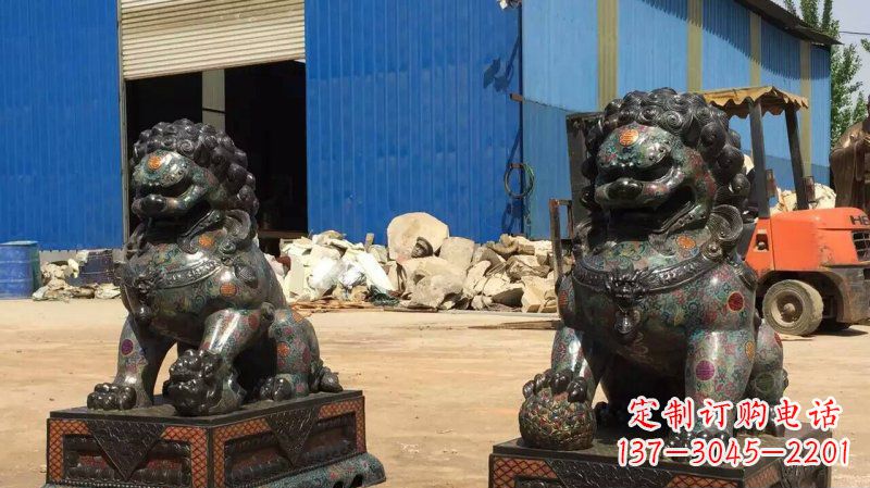 杭州铜雕企业招财狮子雕塑摆件