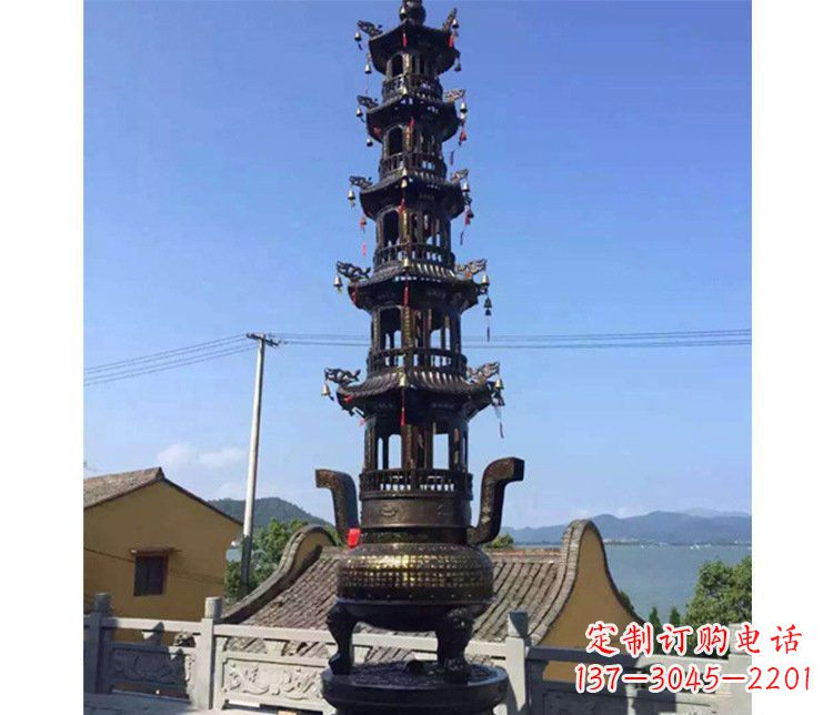 杭州铜雕寺庙大型多层香炉