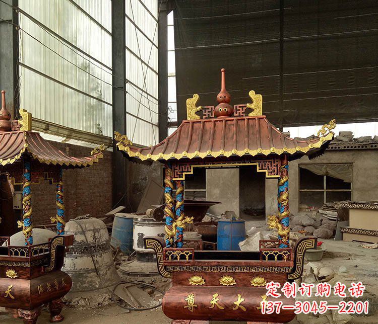杭州铜雕小型寺庙香炉摆件