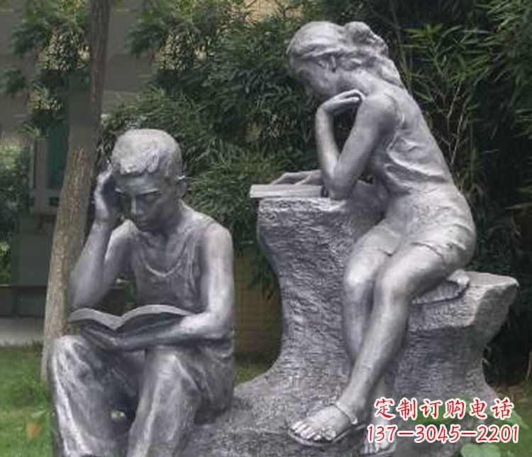 杭州铜雕校园读书学生摆件