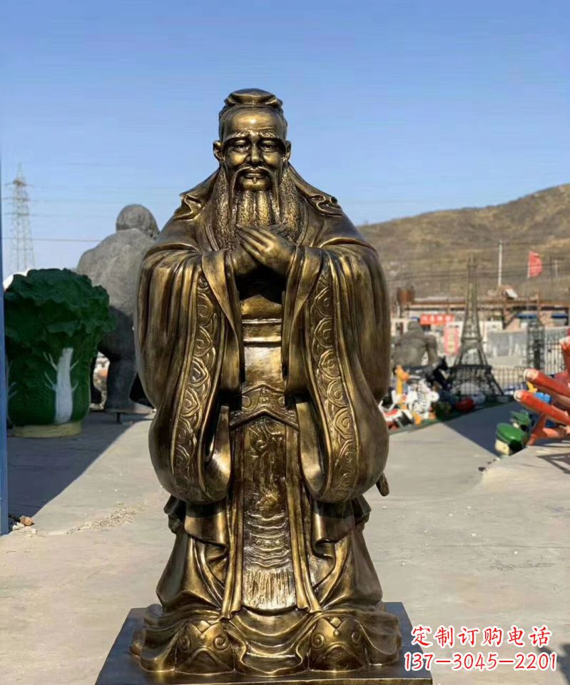 杭州铜雕学校孔子人物雕塑