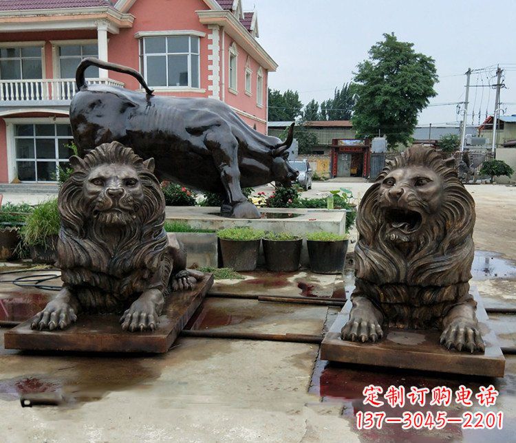 杭州铜雕银行门口狮子雕塑摆件