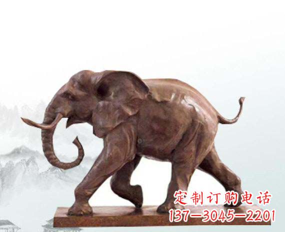 杭州晚霞红大象公园动物石雕