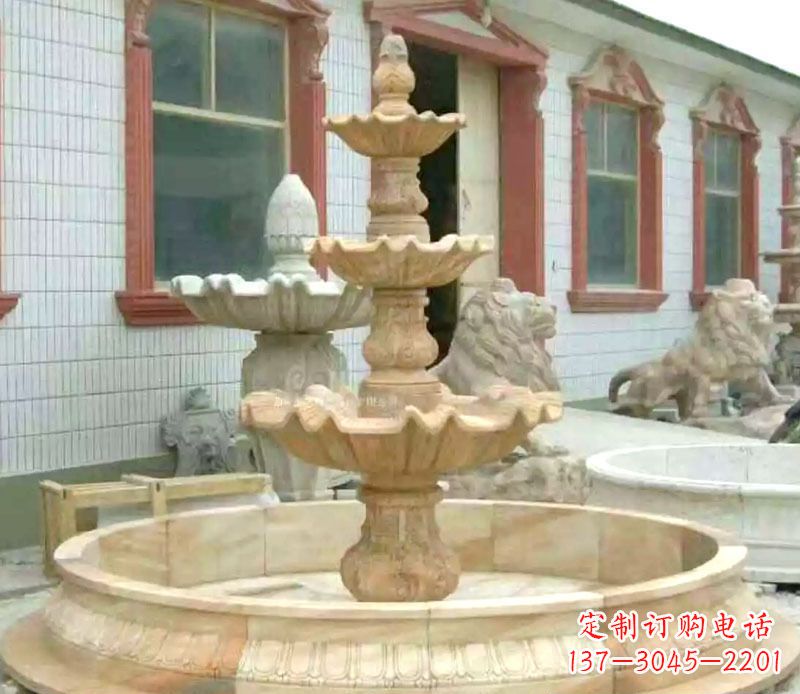 杭州晚霞红大型喷泉石雕 (3)