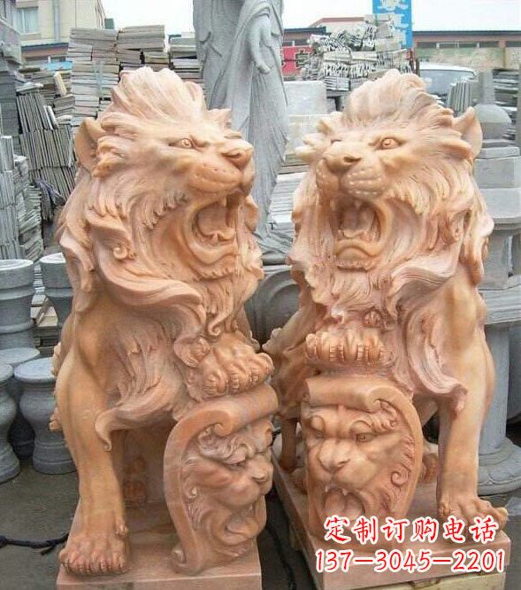 杭州晚霞红盾牌欧式狮子