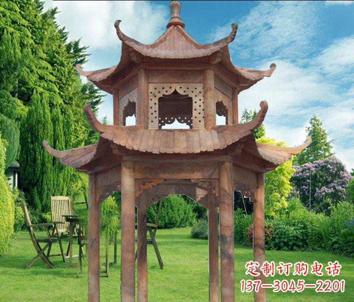 杭州晚霞红公园建筑凉亭