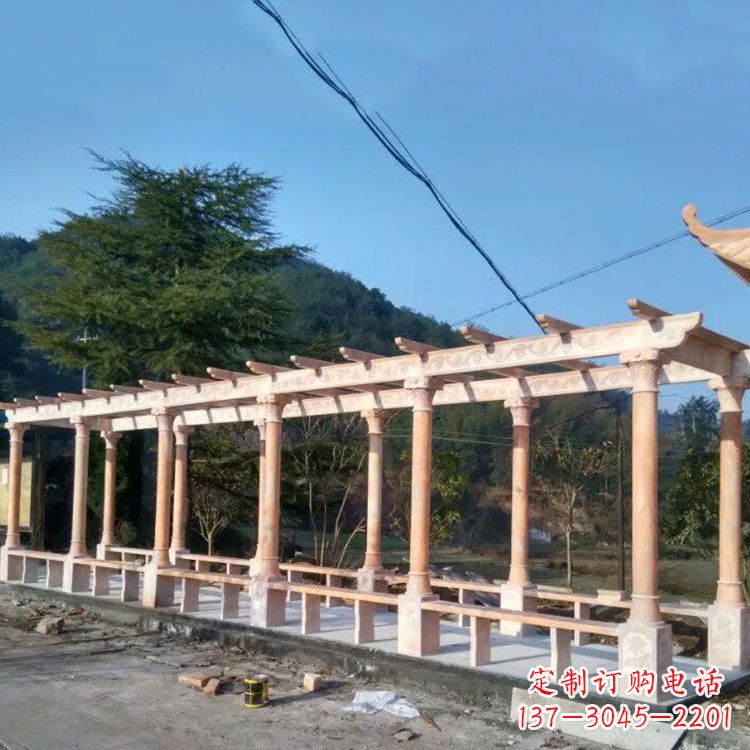 杭州晚霞红花架长廊