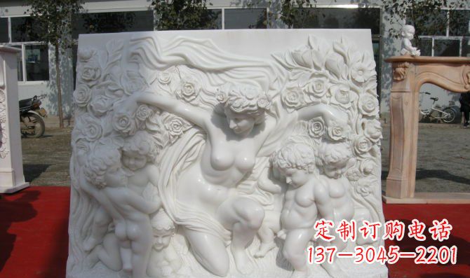 杭州西方女人与孩子汉白玉浮雕