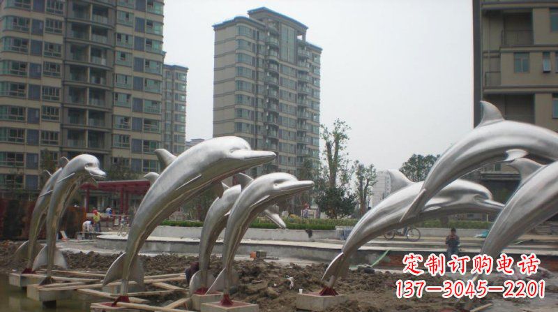 杭州小区不锈钢跳跃海豚雕塑