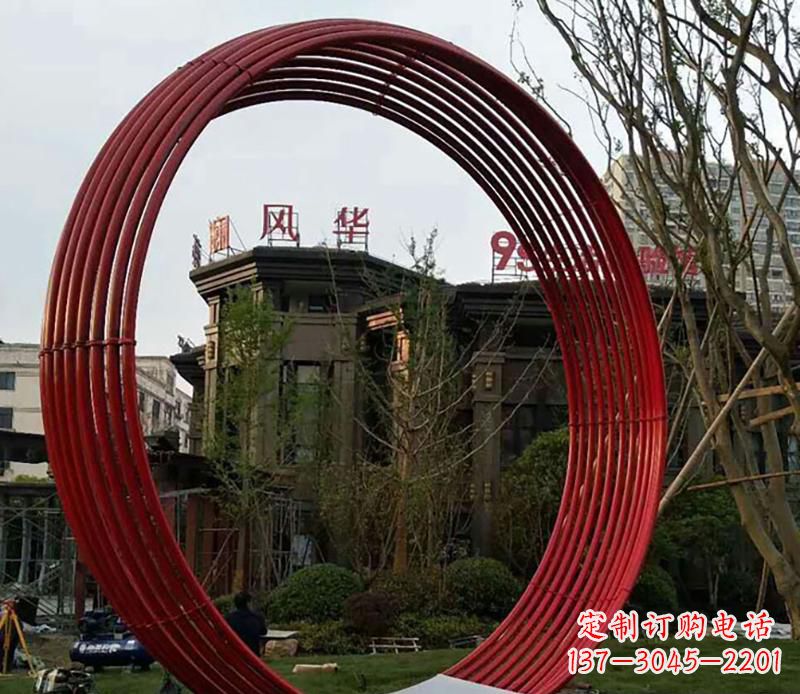 杭州小区不锈钢圆环景观雕塑