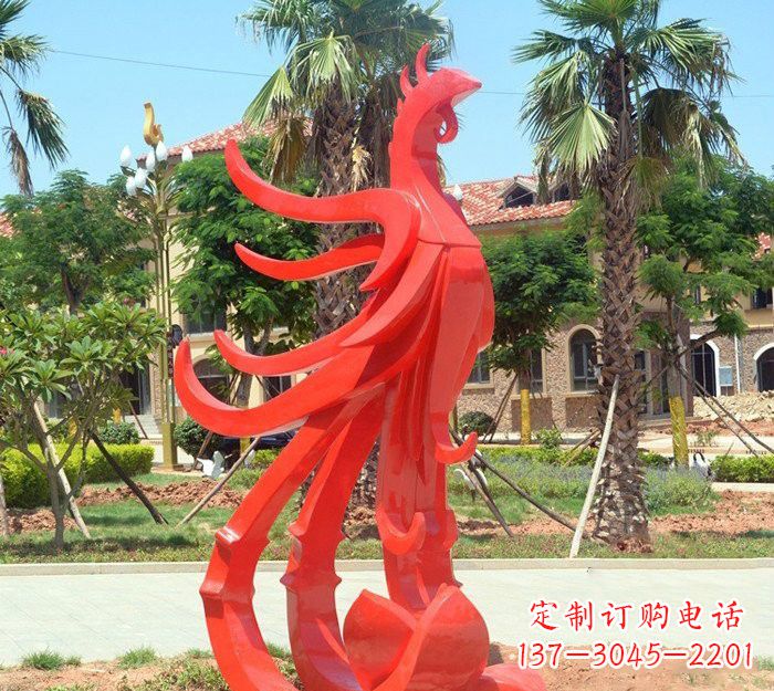 杭州小区抽象不锈钢凤凰雕塑