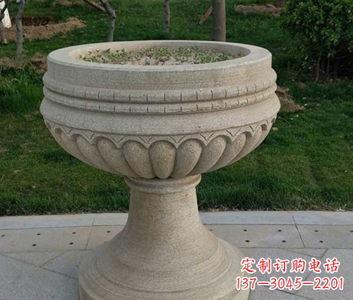 杭州小区大理石花盆摆件石雕