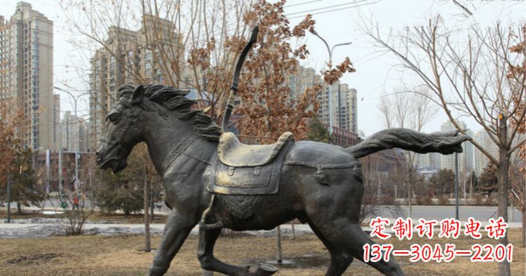 杭州小区动物奔跑的马铜雕