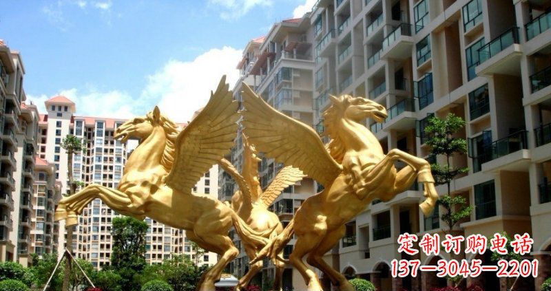 杭州小区飞马动物铜雕