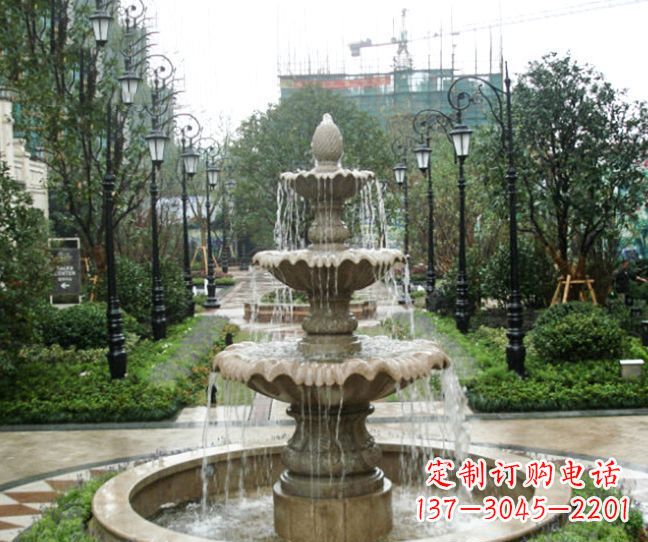 杭州小区景观大理石喷泉石雕 (4)