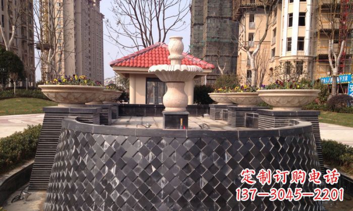 杭州小区景观大理石喷泉石雕 (3)