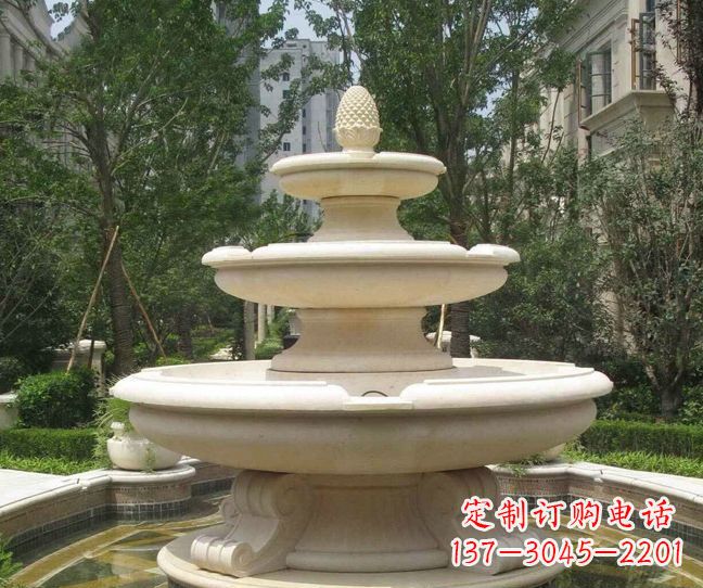 杭州小区景观晚霞红多层喷泉石雕