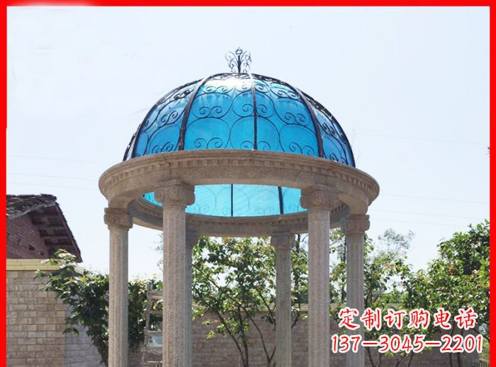 杭州小区欧式圆顶凉亭石雕_2