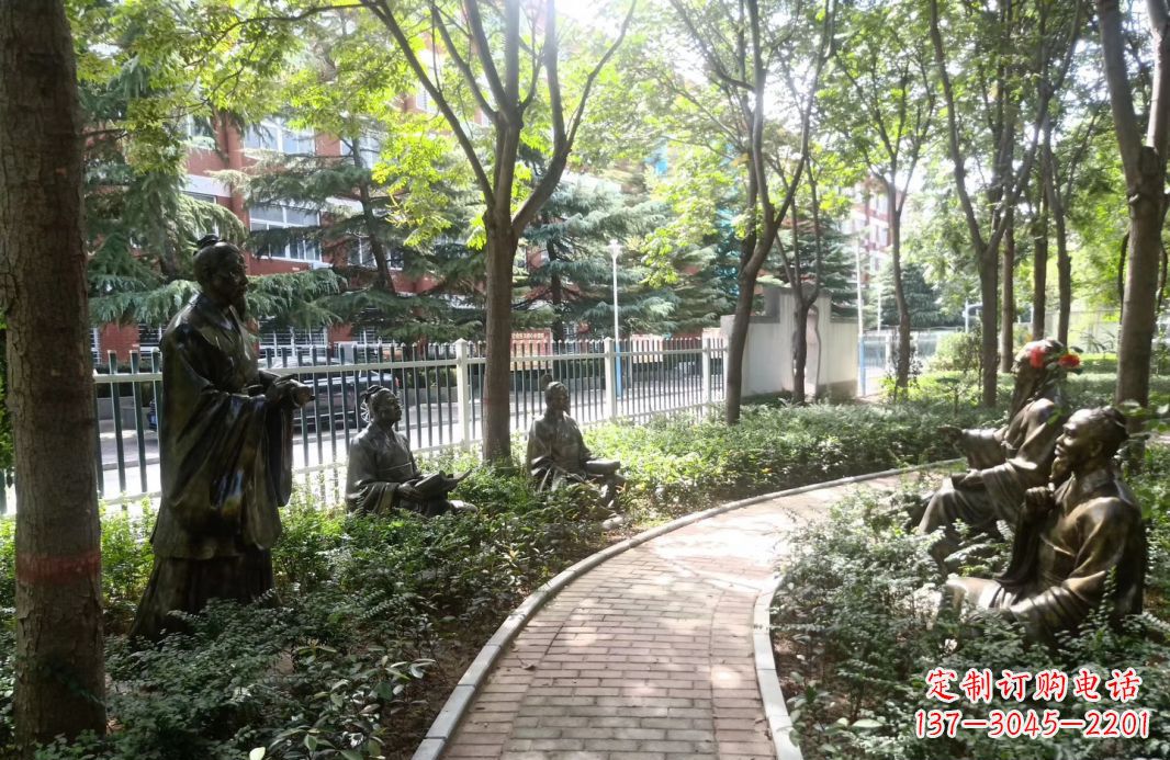 杭州校园古代名人孔子讲学铜雕