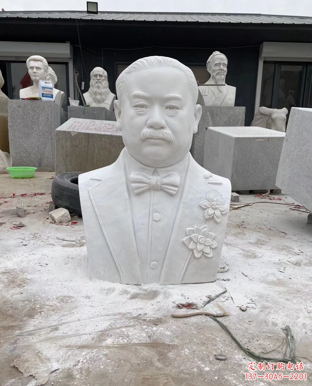杭州校园名人詹天佑头像石雕