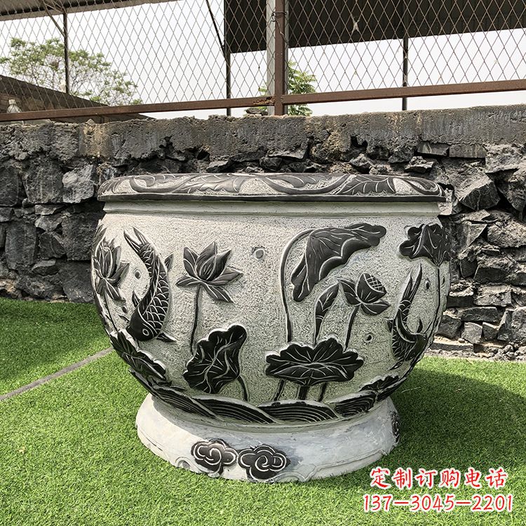 杭州鱼纹水缸石雕