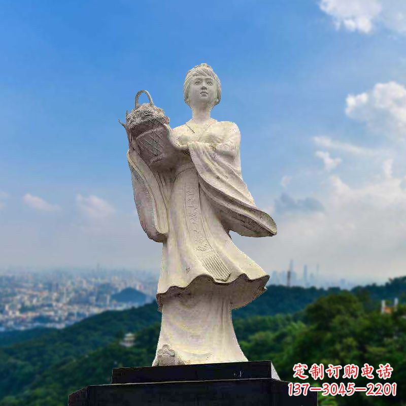 杭州虞姬景观石雕像-景区园林古代美女雕塑