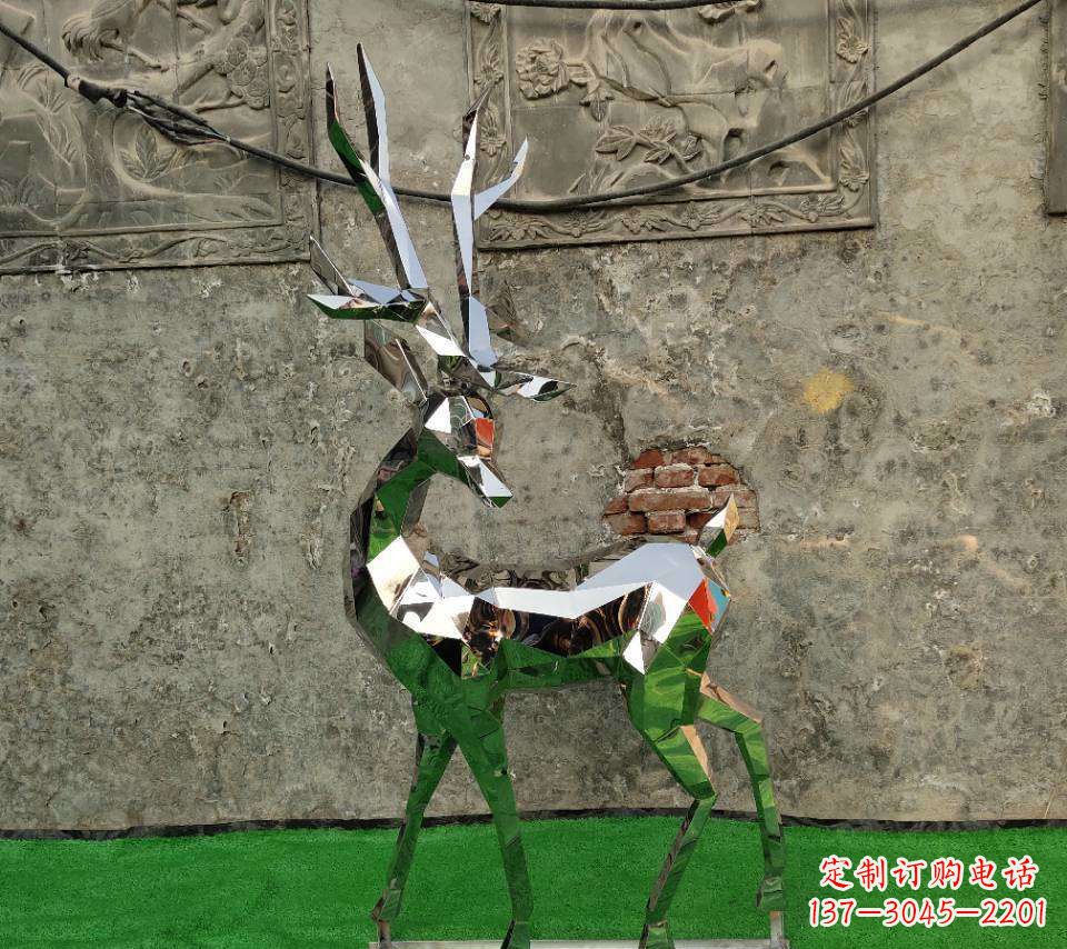 杭州园林不锈钢抽象小鹿雕塑