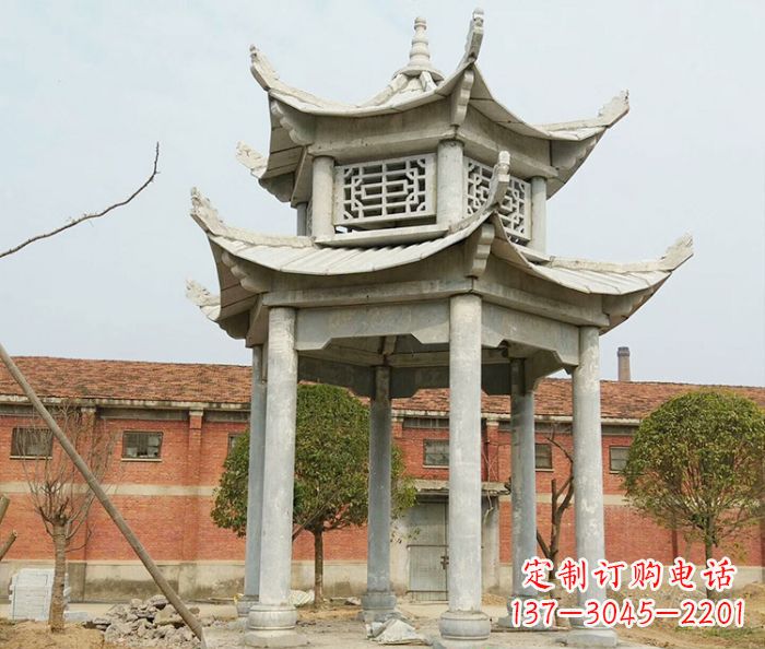 杭州园林仿古双层石雕凉亭 (2)