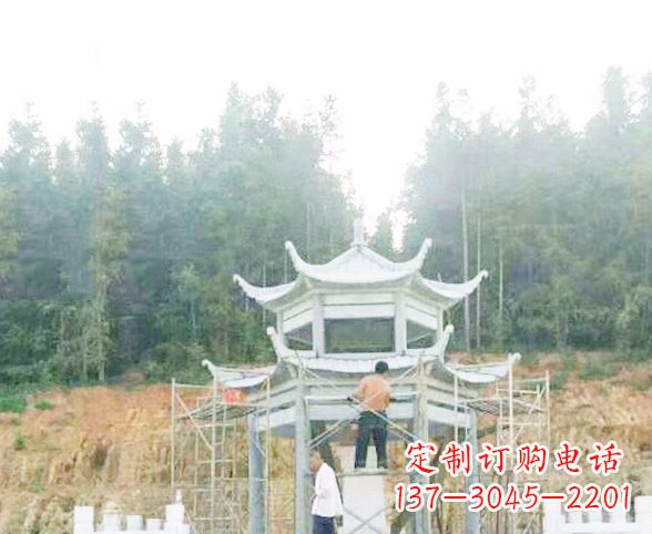 杭州园林仿古双层石凉亭景观石雕 (2)