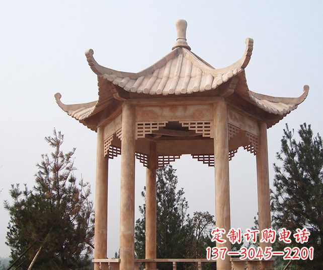 杭州园林景观单层石雕凉亭 (3)