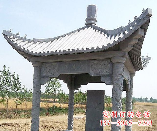 杭州园林景观单层石雕凉亭 (4)