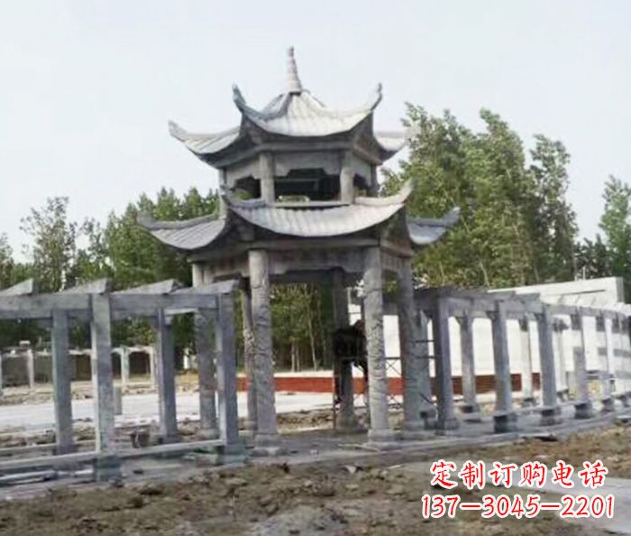 杭州园林景观多层凉亭石雕 (2)